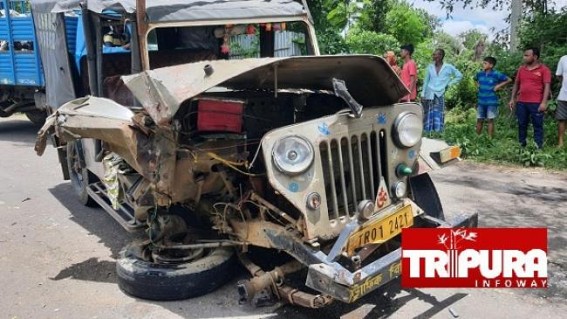3 Injured in Jeep Commander and BSF Vehicle collision at Bishalgarh